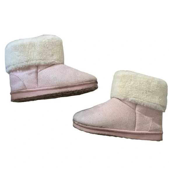 Olivia Miller Girl Shimmer Winter Fur Trim Ankle Boots, Pink Size 4 (Big Kid) - Picture 3 of 10